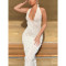 Hanging neck bag buttocks skirt, retro sexy slim fit backless dress, niche design, figure enhancing long skirt