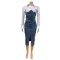Cowboy patchwork fake two-piece long sleeved shirt denim split dress two-piece set