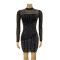 Fashionable women's sexy mesh rhinestone suspender, hip hugging short skirt, banquet dress, tassel dress