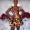 Temperament print square neck low cut sexy patchwork short sleeved dress short skirt women's wear