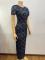 Women's short sleeved retro printed bag hip long skirt round neck slim fit high waist dress