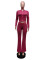 Solid color high elasticity slim fit two-piece set long sleeved small flared women's clothing