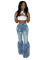 Hot selling pearl retro embellished feather jeans