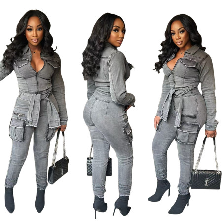 Hot selling stretch slim fit waistband jumpsuit for women