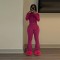 Solid color high elasticity slim fit two-piece set long sleeved small flared women's clothing