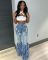 Hot selling pearl retro embellished feather jeans