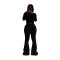 Solid color high elasticity slim fit two-piece set long sleeved small flared women's clothing