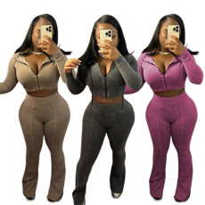 Stir fried high elasticity fashionable women's clothing slit pants