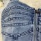 Summer new denim fashion suspender high waisted zipper long skirt dress