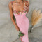 New autumn style chest cup decal wrapped buttocks long skirt, waist cinching strap suspender dress
