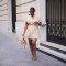 Fresh and loose stand up collar batball sleeve short sleeved skirt dress