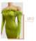 Strapless one shoulder dress, elegant socialite long sleeved slim fit dress, heavy-duty feather wrapped hip skirt