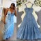 Summer new denim fashion suspender high waisted zipper long skirt dress