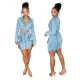 Sexy slim fit denim dress, hip hugging skirt, nightclub skirt, fake two-piece set, half skirt