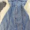 Summer new denim fashion suspender high waisted zipper long skirt dress