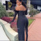 Wholesale of women's sexy strapless backless zipper slit V-neck dress