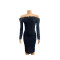 Strapless one shoulder dress, elegant socialite long sleeved slim fit dress, heavy-duty feather wrapped hip skirt