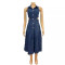 Women's new personalized and fashionable multi button pocket hollow denim dress, mid length skirt
