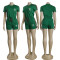 New Commuter Fashion Women's Embossed Short Sleeve Shorts Set with Pocket