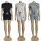 New Commuter Fashion Women's Embossed Short Sleeve Shorts Set with Pocket
