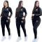 New autumn and winter fashion casual sports pocket hot stamping trendy set