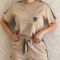 New Commuter Fashion Women's Embossed Short Sleeve Shorts Set with Pocket