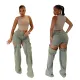 Women's street fashion retro washed hollow denim jeans