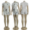 New Commuter Fashion Women's Embossed Short Sleeve Shorts Set with Pocket