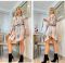 Autumn fashion trend printed temperament plaid shirt skirt in 4 colors