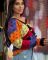 Winter new color blocking loose V-neck knitted cardigan sweater jacket