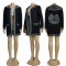 Fashionable casual long sleeved thick hooded cardigan knitted sweater