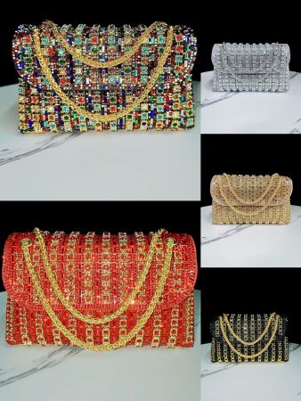 Full diamond handbag with diamond inlaid armpit bag, socialite banquet bag, formal dress, one shoulder crossbody dinner bag