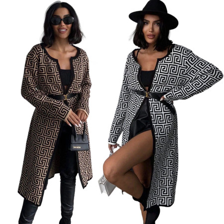 Fashionable and casual long knitted sweater, loose cardigan, knitted sweater jacket