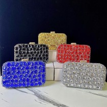 New cross-border foreign trade shiny bag with diamond inlay, hand-held bag, banquet bag, wedding banquet bag, small square bag, women's bag