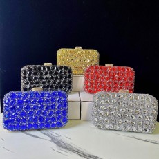 New cross-border foreign trade shiny bag with diamond inlay, hand-held bag, banquet bag, wedding banquet bag, small square bag, women's bag