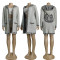 Fashionable casual long sleeved thick hooded cardigan knitted sweater