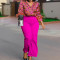 Printed long sleeved shirt with elegant temperament, wide leg pants, fashionable African suit