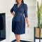 New fashionable temperament suit collar solid color pleated African dress