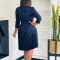New fashionable temperament suit collar solid color pleated African dress