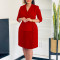 New fashionable temperament suit collar solid color pleated African dress
