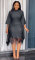 Sparkling fringe bat sleeve elastic hip hugging dress