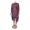 Sparkling fringe bat sleeve elastic hip hugging dress