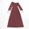 Slanted shoulder pleated waist elastic pleated long dress long skater
