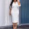 V-neck strap back hollow slit hip hugging dress