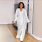 V-neck long sleeved waist cinched slit long dress