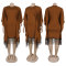 Sparkling fringe bat sleeve elastic hip hugging dress