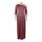 Slanted shoulder pleated waist elastic pleated long dress long skater