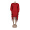 Sparkling fringe bat sleeve elastic hip hugging dress