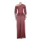 Slanted shoulder pleated waist elastic pleated long dress long skater