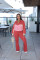 Women's fashion hoodie zipper lapel hoodie zipper jacket slim fit pants